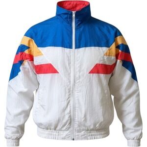 Windbreaker JCPenney 1990s Olympic USA Colorblock Nylon‎ Jacket Retro Outerwear